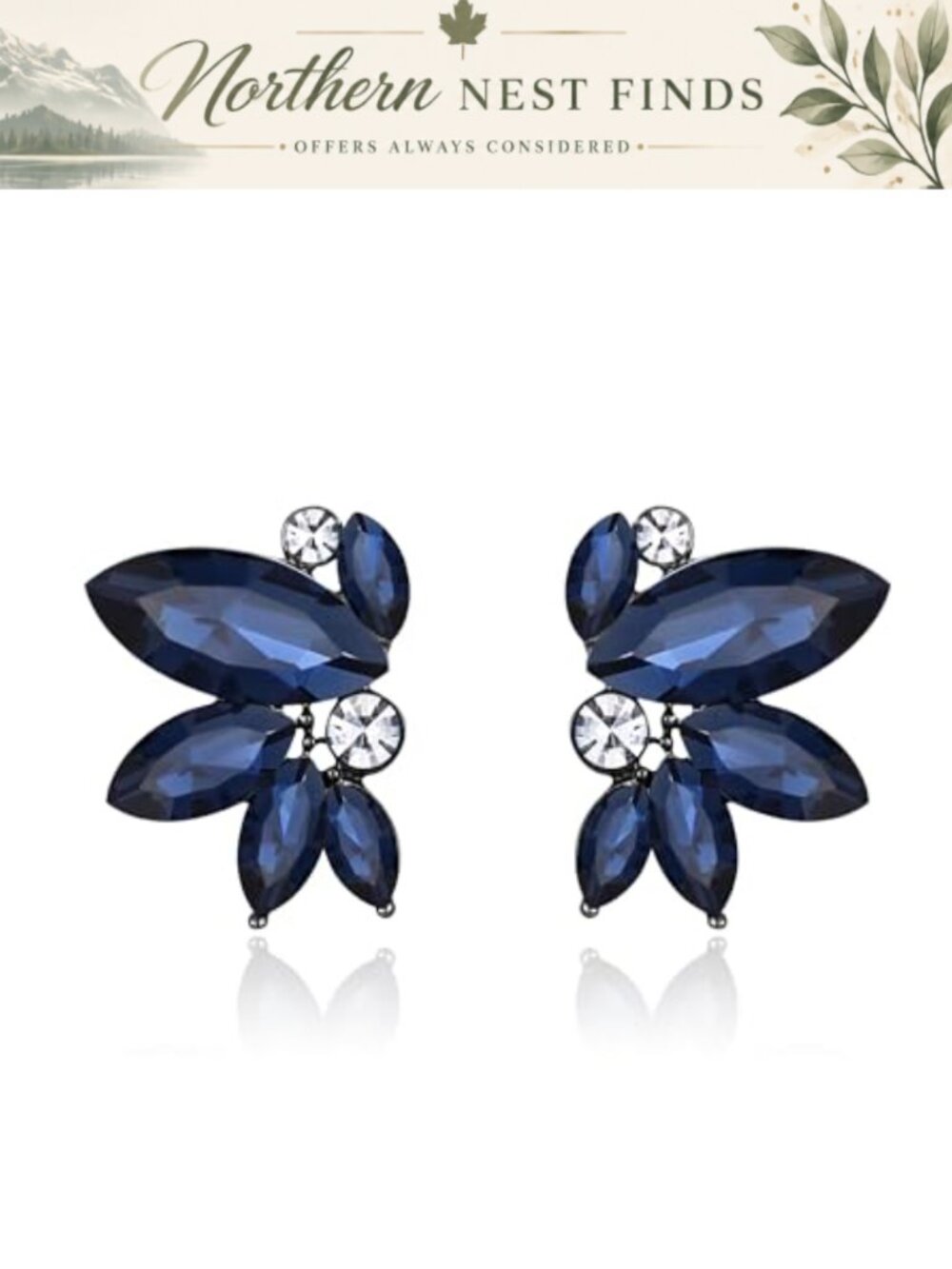 Rhinestone Stud Earrings Dainty Marquise Crystal Cluster for Women Wedding